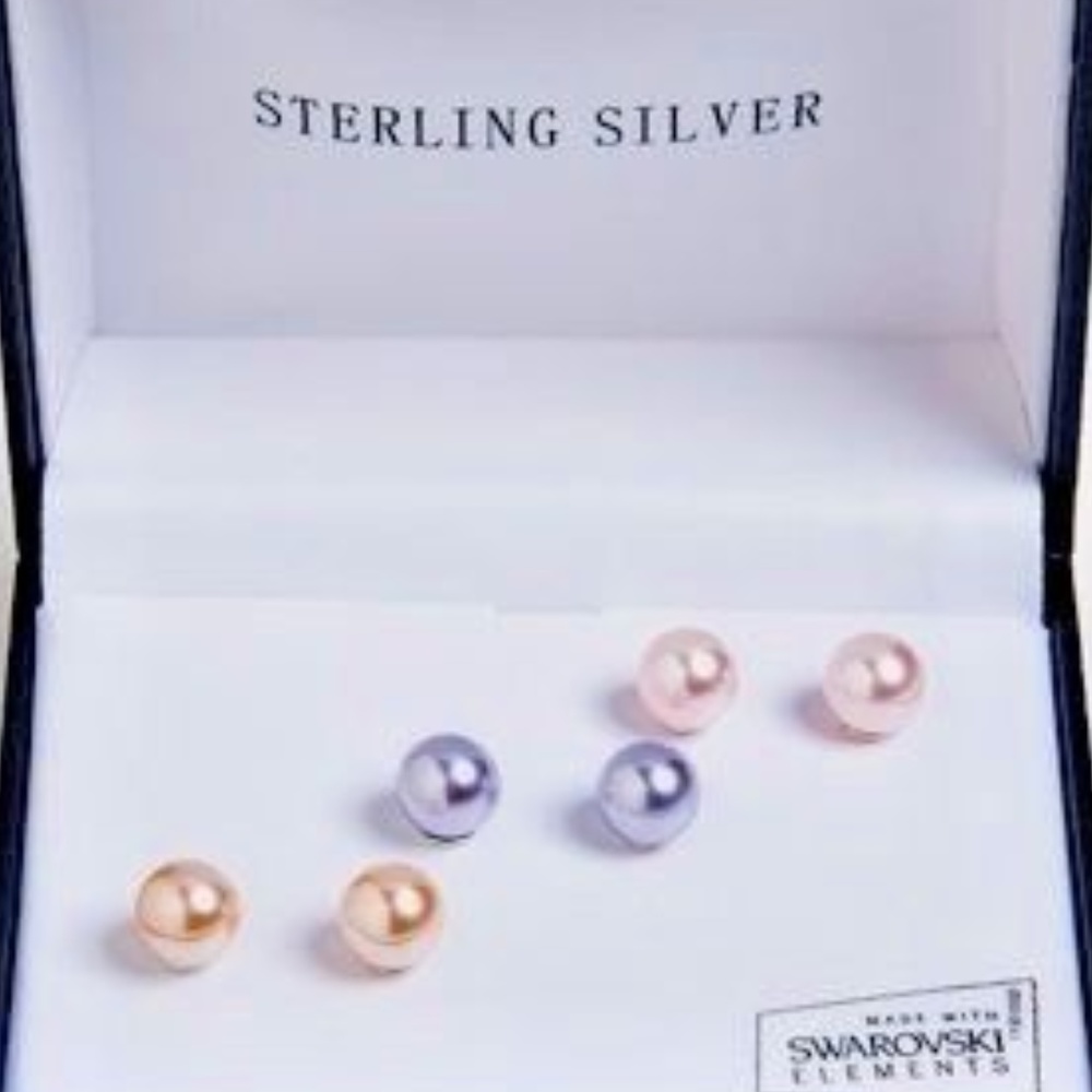 Sterling Silver Swarovski Crystal Pearl Earrings